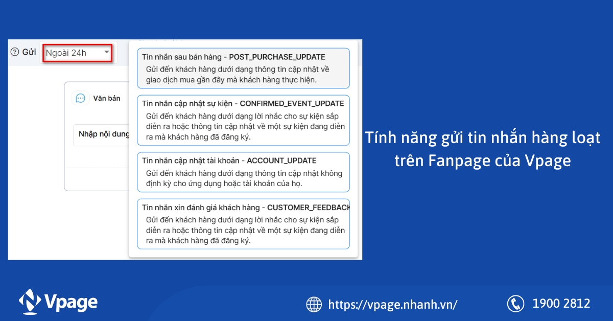 Tính năng gửi tin nhắn hàng loạt trên Fanpage của Vpage